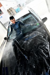 Car wash - enjoy the water without a gasmask!