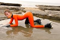 Roller skates and ball gag